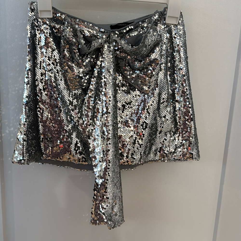 Silver sequin skirt